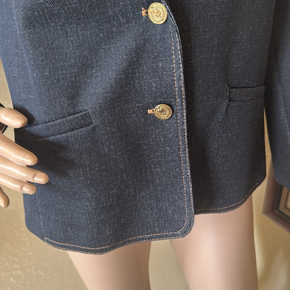 Vintage 70’s Graff Californiawear Faux Denim Blazer Jacket sz 14 or L - Picture 3 of 10